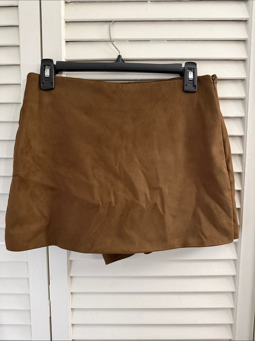 Brown Suede A-Line Mini Skort